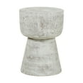 thumbnail image 3 of East at Main Olivia White Wash Teak Wood Accent Table, Small Rustic Bohemian End Table Plant Stand, 3 of 7