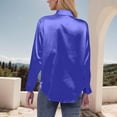 thumbnail image 5 of YHAJDS Blouse Womens Tops Solid Color Long Sleeve Button Lapel Stylish Daily Wear Casual Blouse Spring Summer, 5 of 5