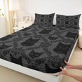 thumbnail image 3 of Feelyou Black Cat Kitten Full Size Sheets, Damask Flower Print Bed Sheets, Bohemian Tribal Animal Sheet Sets, Super Cozy Room Decor, 4 Pieces, 3 of 7