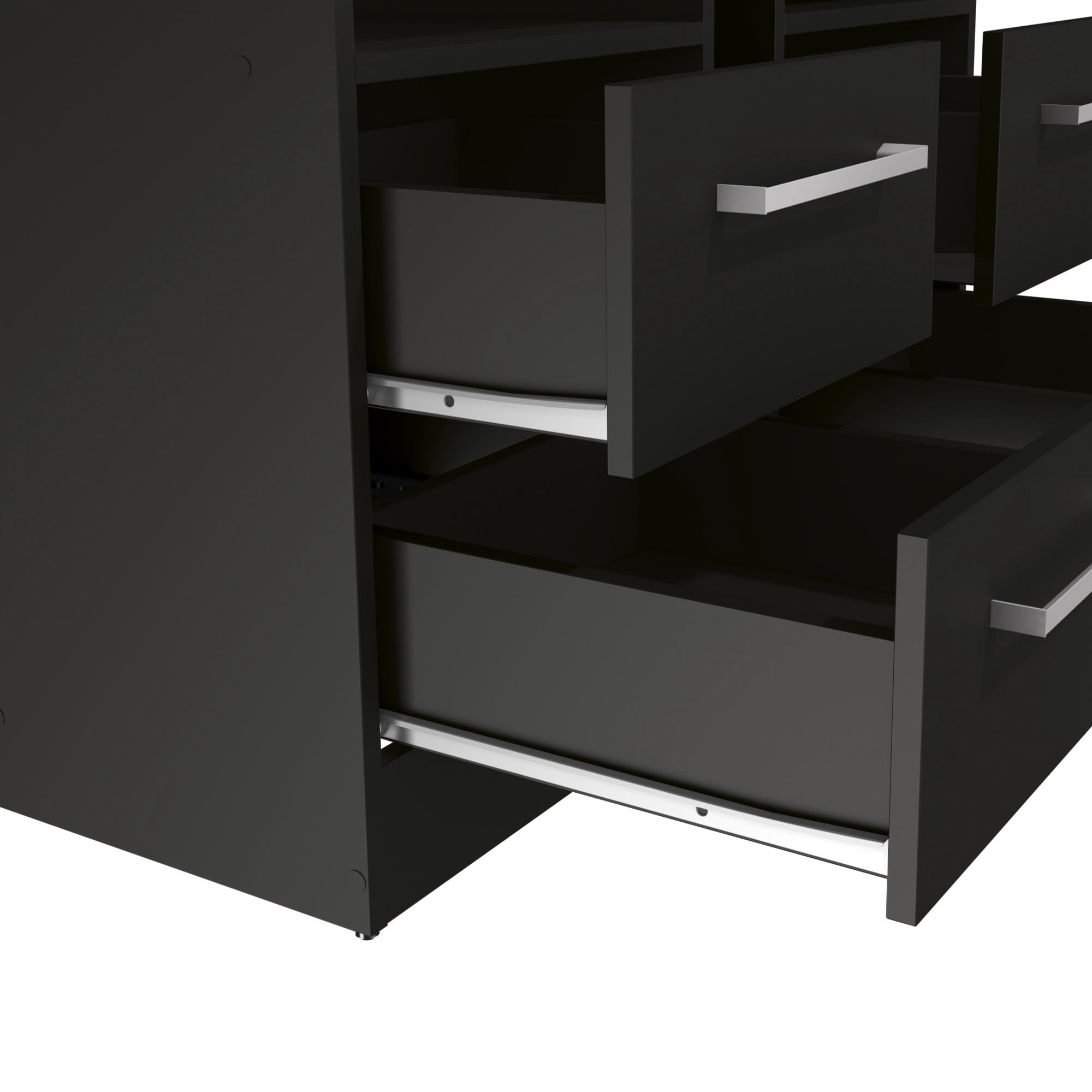 Kappesberg Miami 2-Piece Modern Black Nightstand Set with Drawers and Open Shelf - for Adults and Teens