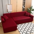 thumbnail image 2 of TOPCHANCES L-Shape Sofa Covers, Sectional Sofa Couch Covers with 2pcs Pillowcases, Stretch Sofa Slipcovers for L-Shape 2+2 Seaters ( Wine Red ), 2 of 6