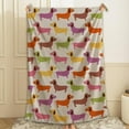 thumbnail image 5 of Colorful Dachshund Dog Cute Animal Pattern Throw Blanket Fannel Fleece Super Soft Funny Blanket Travel Throw Blanket for Bed Couch Sofa 40 x 50 Inch for Kid, 5 of 6