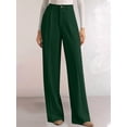 thumbnail image 6 of Womens Wide Leg Dress Pants Business Casual Flowy Work Palazzo Pants High Waisted Slacks Trousers Dark Green XXL, 6 of 7