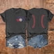 thumbnail image 2 of Camisetas de Manga Corta para las Mujeres Carta Impresa Doble Cara Suelta Tee, Casual Vintage Verano Top Mujeres, 2 of 3