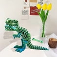 thumbnail image 3 of Laser Green 3D Printed T-Rex Dinosaur Articulated Figure 6.7 Inch Tyrannosaurus Dino, 3 of 5