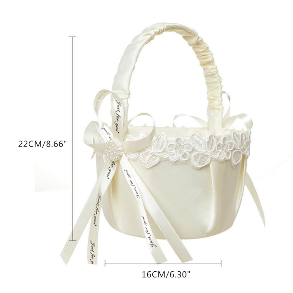 2Pcs/Set Flower Girl Basket & Double Heart Ring Pillow Diamond Wedding Favor 