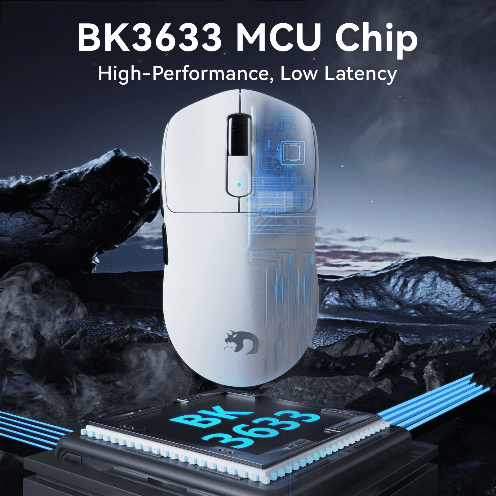 MAMBASNAKE M3 39g SUPERLIGHT Mouse, PixArt PAW3395PRO Gaming Sensor, BT/2.4G Wireless/Wired Gaming Mouse, 6 Adjustable DPI up to 40000, 200 Hrs Battery, Office Mice for Win11/Xbox/PS/Mac - White