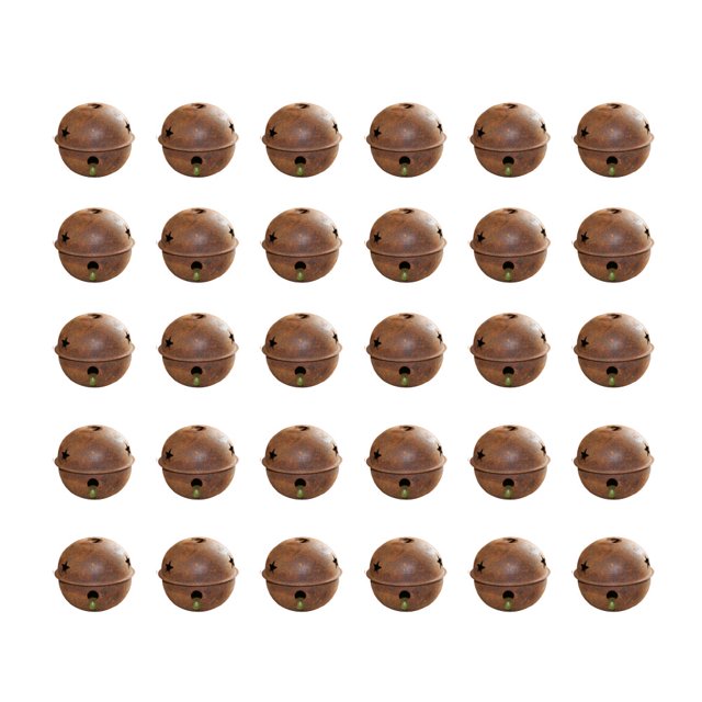 100 piezas de 2,5 cm de campanas navideñas de hierro oxidadas, accesorios colgantes con patrón de pentagrama, accesorios de decoración para collares colgantes, suministros para manualidades DIY