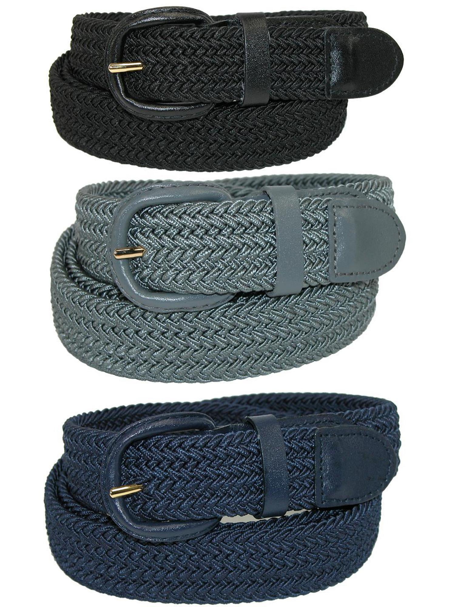 CTM Elastic Braided Stretch Belt (Pack of 3 Colors) (Men) - Walmart.com