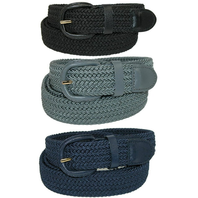 CTM® Elastic Braided Stretch Belt (Pack of 3 Colors) (Men's)
