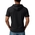thumbnail image 5 of KXDMNE Mens Quick Dry Short Sleeve Hoodie - with Pocket Solid Color Moisture Wicking Pullover Athletic All Season Performance Workout Top, Black, XL, 5 of 5