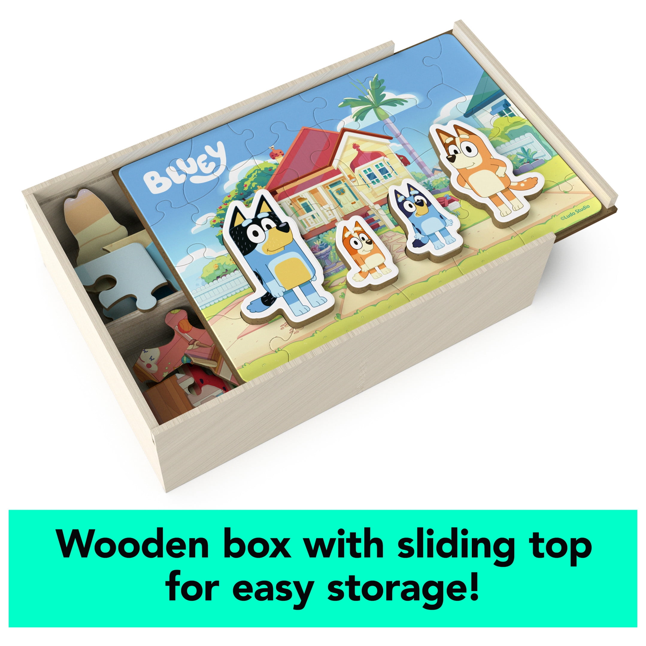 Bluey 4-Pack Wooden Puzzles with Bingo, Mum, Dad Characters - 24 Bluey 4-Pack Wooden Puzzles with Bingo, Mum, Dad Characters - 24