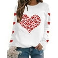 thumbnail image 4 of GUZOM Womens White Oversized Valentine's Day Sweatshirt, Crew Neck Long Sleeve Heart Print, 100% Polyester Machine Washable,Size XL, 4 of 8