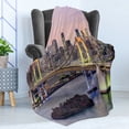 thumbnail image 4 of Cityscape Soft Flannel Fleece Throw Blanket, Tokyo Japanese Capital City Rainbow Bridge Skyscrapers Ultra-Modern Town Scene, Cozy Plush for Indoor and Outdoor Use, 50" x 60", Multicolor, by Ambesonne, 4 of 5