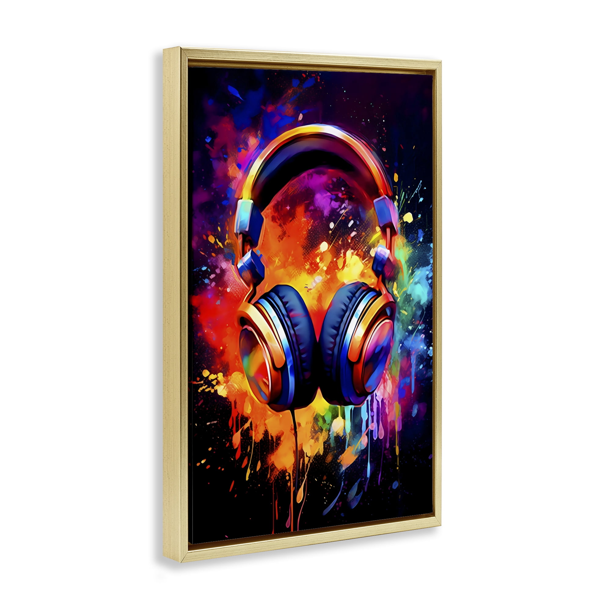 Stupell Industries Musical Color Pop Splash Gold Framed Floater Canvas Wall Art, design by Creative Studio