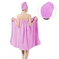 thumbnail image 2 of WALFRONT Women's Bath Wrap Set, Adjustable Bathing Bathrobe and Hair Drying Cap Spa Strapless Shower Towel Kits, 35.4 inch/90cm Length, Spa Towel,Wrap Towel, 2 of 7