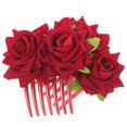 thumbnail image 1 of 2Pcs Fabric Rose Flower Hair Comb Bridal Hair Bun Clip Wedding Hair Styling Tool, 1 of 9