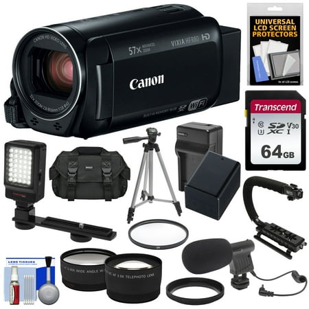 Canon Vixia HF R80 16GB Wi-Fi 1080p HD Video Camera Camcorder Bundle with 64GB Card + Battery + Charger + Case + Tripod + Stabilizer + LED + Mic + 2 (Best Canon Hd Camcorder)