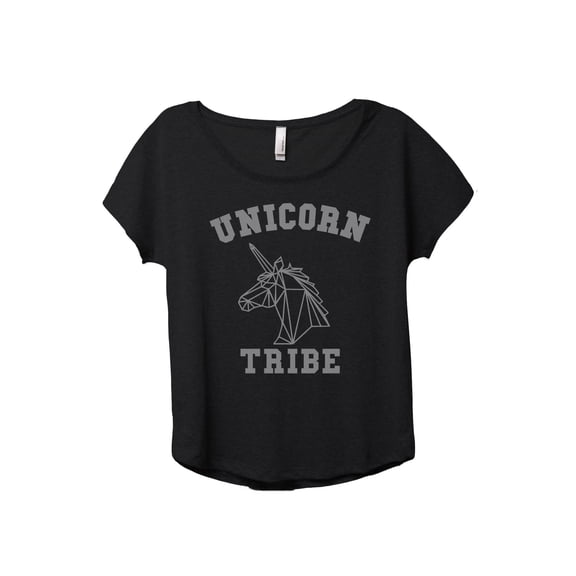 Unicorn Tribe Women's Fashion Slouchy Dolman T-Shirt Tee Heather Black Small