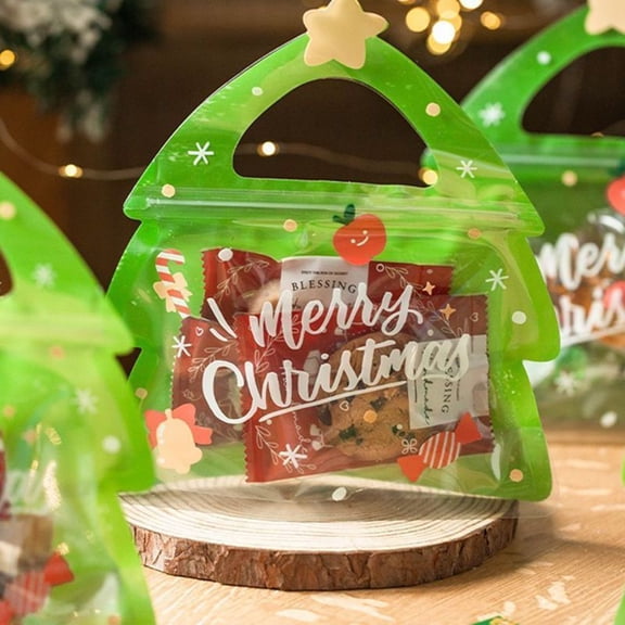 25pcs Festive Tree-Shaped Reusable Snack Bag - Airtight Sealed Pouch for Candy, Cookies & Treats, Creative Gift Packaging for Parties, Perfect Year of The Horse & Valentine's Day Gift Bag