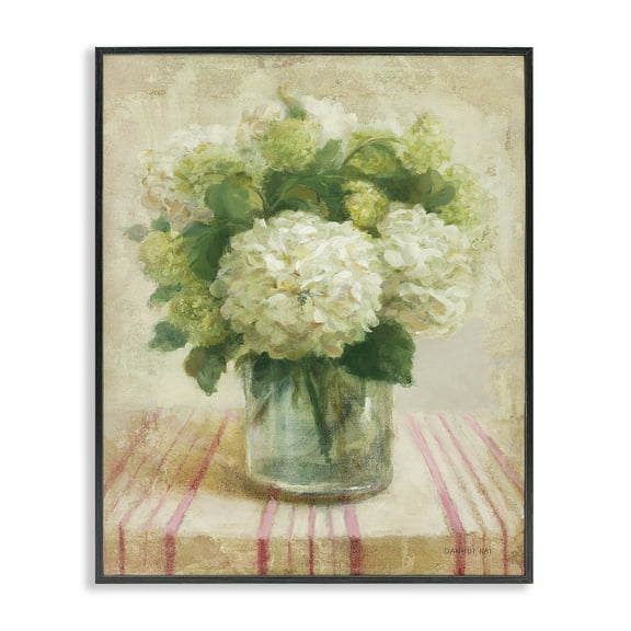 Stupell Industries Cottage Hydrangeas in White Plants & Flowers Painting Black Framed Art Print Wall Art, 11 x 14