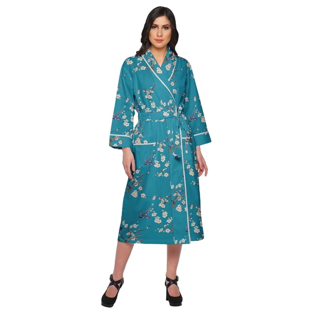 Moomaya Printed Robe For Girls Cotton Bathrobes For Women Wrap Dressing Gown