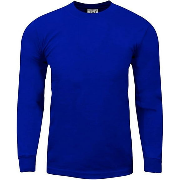 3 Pack Shaka Wear Men's Max Heavyweight Cotton Long Sleeve Crew Neck T-Shirt - Royal Blue - Small