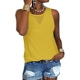 thumbnail image 2 of Langwyqu Summer Sleeveless Lace Stitching Women Tank Tops Cami Shirt, 2 of 5