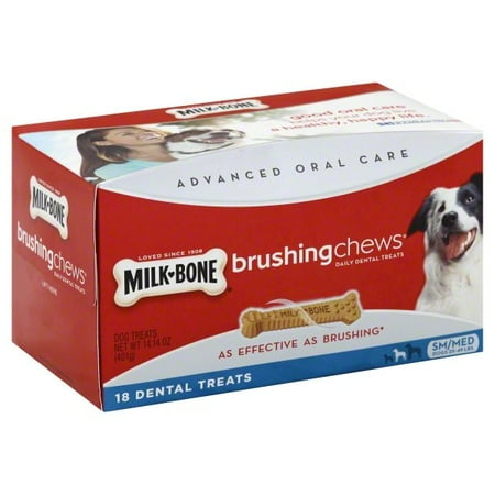 Milk-Bone Brushing Chews Daily Dental Treats, Small/Medium, 14.14-Ounce Value Pack - 18 Bones