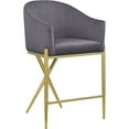 thumbnail image 1 of Meridian Furniture Xavier Gray Velvet Counter Stool with Gold Metal Legs, 1 of 8