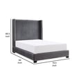 thumbnail image 5 of Benjara Leny California King Bed, Dark Gray Velvet Upholstery, Shelter Headboard, 5 of 5