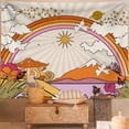 thumbnail image 2 of PBOBRIICH Vintage 70s 60s Groovy Tapestry Retro Rainbow Tapestry for Bedroom Orange Boho Tapestry Wall Hanging for Room,50Wx60L, 2 of 6