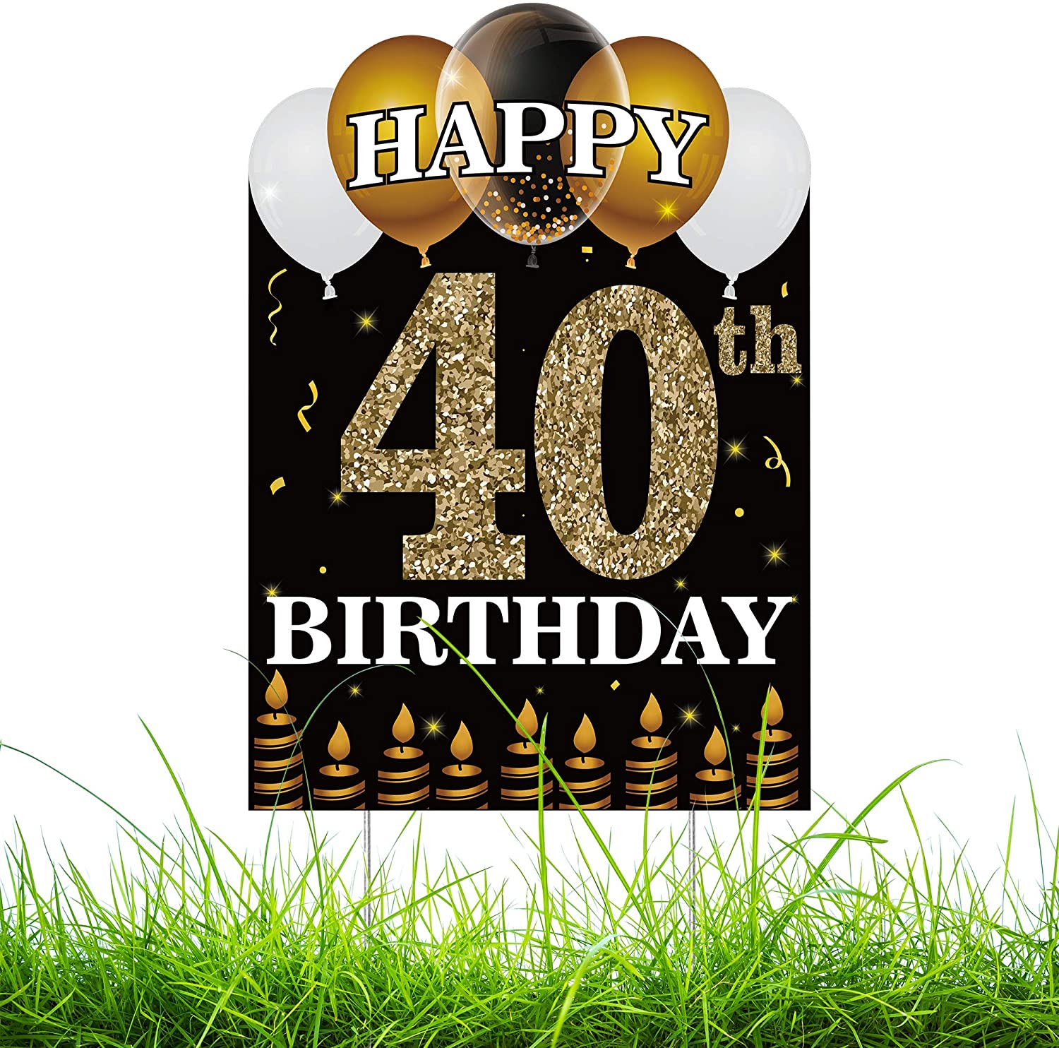 ToyHub Happy 40th Birthday Yard Sign with Metal Stakes Large Waterproof