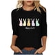 thumbnail image 1 of Tops de Cuello Redondo para las Mujeres Pascua Impresa 3/4 Mangas Blusa, Ligera Imitación Algodón Top Casual, 1 of 5