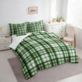thumbnail image 3 of Homewish Chic Square Abstract Twin Bedding Sets 7-Piece for Adult, Green Checkered Bedding Comforter Set, Modern Buffalo Plaid Reversible Sheet Sets, Luxury Bedroom Decor, 3 of 7