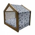 thumbnail image 2 of Blue and White Pet House, Starfishes Shells and Sea Urchins Monochrome Nautical Illustration, Outdoor & Indoor Portable Dog Kennel with Pillow and Cover, 5 Sizes, Dark Blue and White, by Ambesonne, 2 of 5
