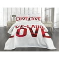thumbnail image 3 of Ambesonne Live Laugh Love Quilted Bedspread Set 3 Pcs, Rose Petals, King Size, Red White and Black, 3 of 5