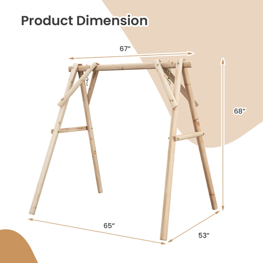 Aimee Lii Heavy Duty Wooden Swing Frame with Reinforced Bars, Patio Swing Frame