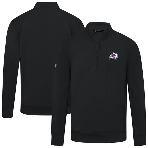 Men's Levelwear Black Colorado Avalanche Upright Tri-Blend Quarter-Zip Pullover
