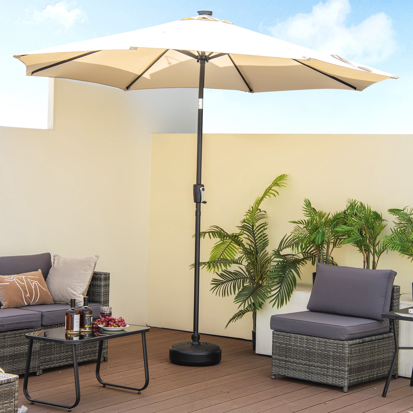 Topbuy Fillable Round Umbrella Base Water & Sand Filled Patio Umbrella Stand Suitable for 1.5” Umbrella Poles