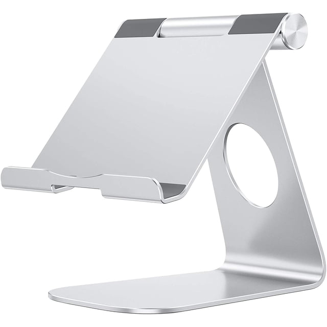 Support de Tablette, Support de Quai Réglable pour iPad Mini 2021, iPad 10.2, iPad Pro 11/12.9, iPad air, Tablettes Samsung, Tablettes de Moins de 13 Pouces, Support Multi-Angle en Aluminium, Argent, Jun