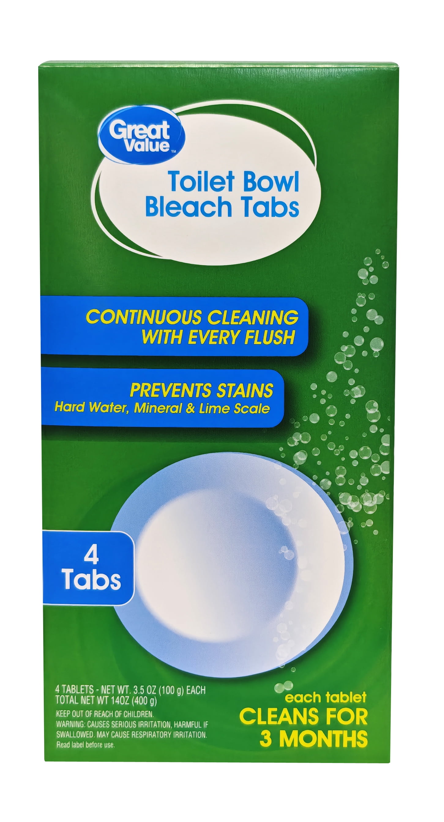 Great Value Toilet Bowl Tablets with Bleach, 4 count