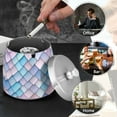 thumbnail image 4 of Yayeee Ashtray with Lid for Cigarette Smokeless Stainless Steel Home Ash Holder, Purple Art Pattern, 4 of 7