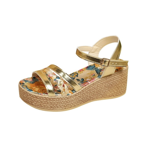 Womens Wedge Sandals Wedge Sandals for Women Casual Walking Summer Sandal Arch Support Beach Comfortable Gold Women Sandal
