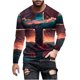 thumbnail image 2 of Blusas y camisas de manga larga con cuello redondo para hombre, blusa informal de manga larga con cuello redondo y estampado de rayas, blusa de poliéster para hombre, 2 of 5