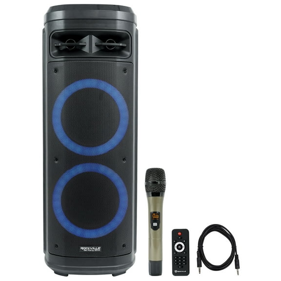 Rockville Go Party ZR10 Dual 10" Portable Bluetooth Speaker w/LED UHF Microphone
