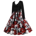 thumbnail image 2 of De Vestido de fiesta con cuello redondo y cremallera con estampado de Halloween para mujer, 2 of 8