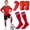 red, variant on Hengguang Kids Soccer Shin Guards and Socks with Arm Sleeves for Toddler Youth Age 8-12 Football Protection Defender Gear