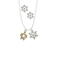 thumbnail image 2 of Delight Jewelry Goldtone Open Sea Turtle with White Plumeria Silver tone Snowflake Charm Necklace and Stud Earrings, 2 of 4