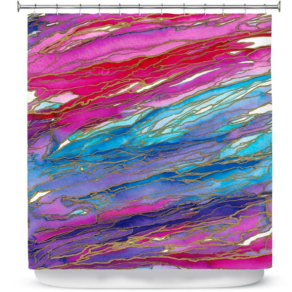 Shower Curtains 70" x 73" from DiaNoche Designs by Julia Di Sano - Agate Magic Aqua Red